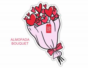 almofada dia dos namorados - bouquet flores coração Tecido 100% Poliéster (microfibra) 45cm altura Personalizado Frente e Verso Sublimação  