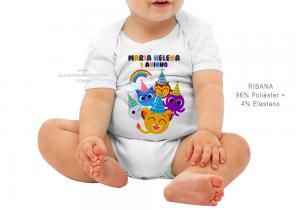 body infantil - bolofofos Tecido ribana 96% poliéster + 4% elastano Estampa Colorida  Sublimação  