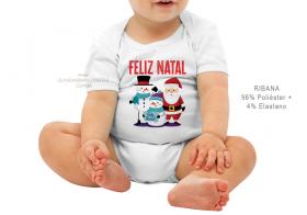 body infantil feliz natal Tecido ribana 96% poliéster + 4% elastano Estampa Colorida  Sublimação  